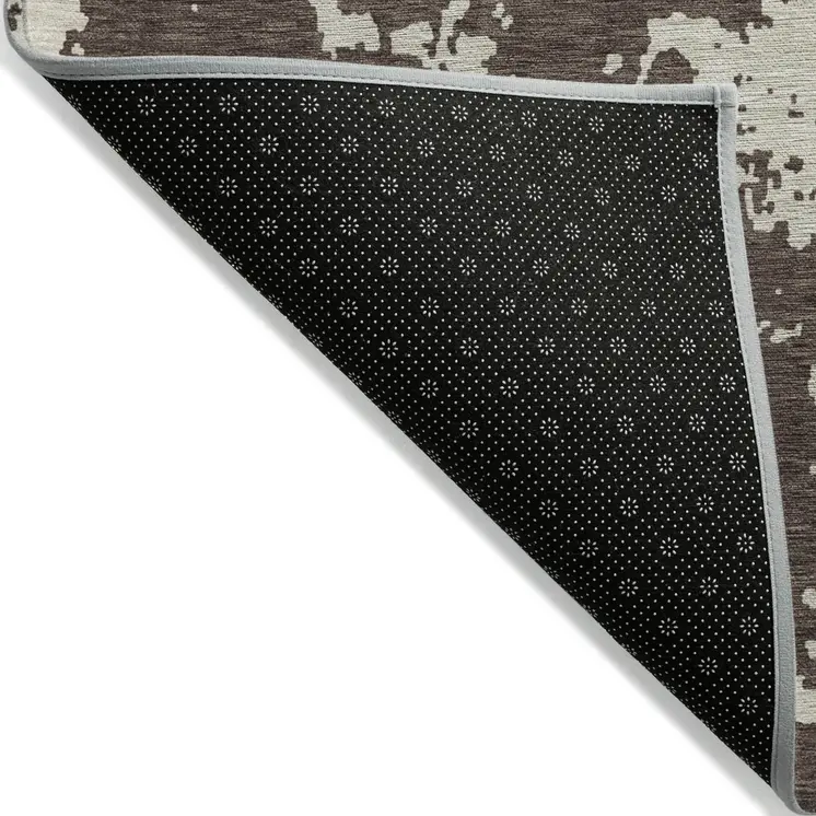 3' X 5' Brown And Beige Abstract Washable Indoor Outdoor Area Rug