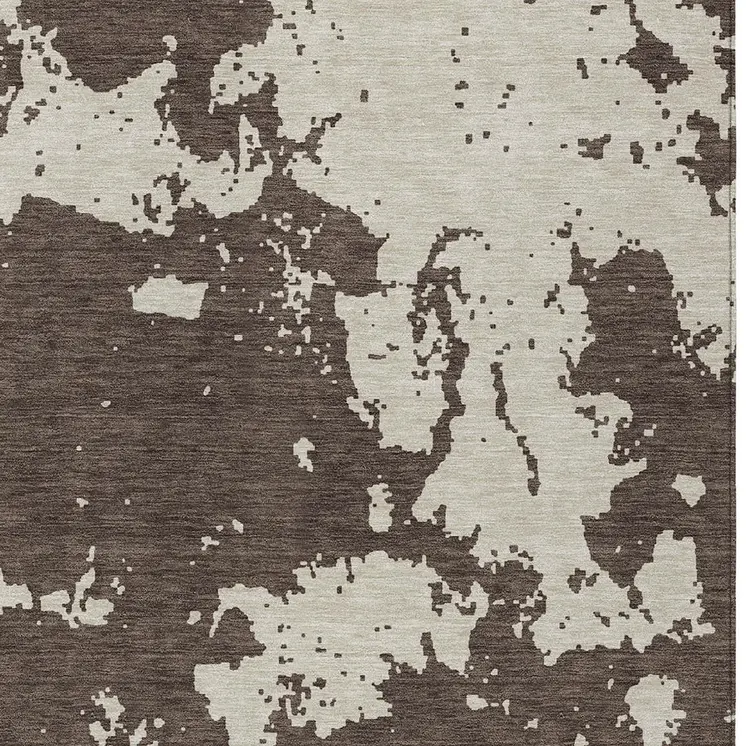 3' X 5' Brown And Beige Abstract Washable Indoor Outdoor Area Rug