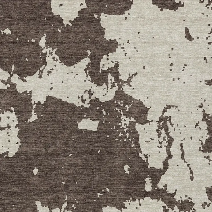 9' X 12' Brown And Beige Abstract Washable Indoor Outdoor Area Rug