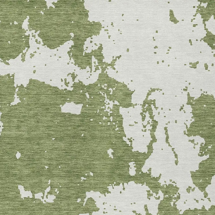 3' X 5' Green And Ivory Abstract Washable Indoor Outdoor Area Rug