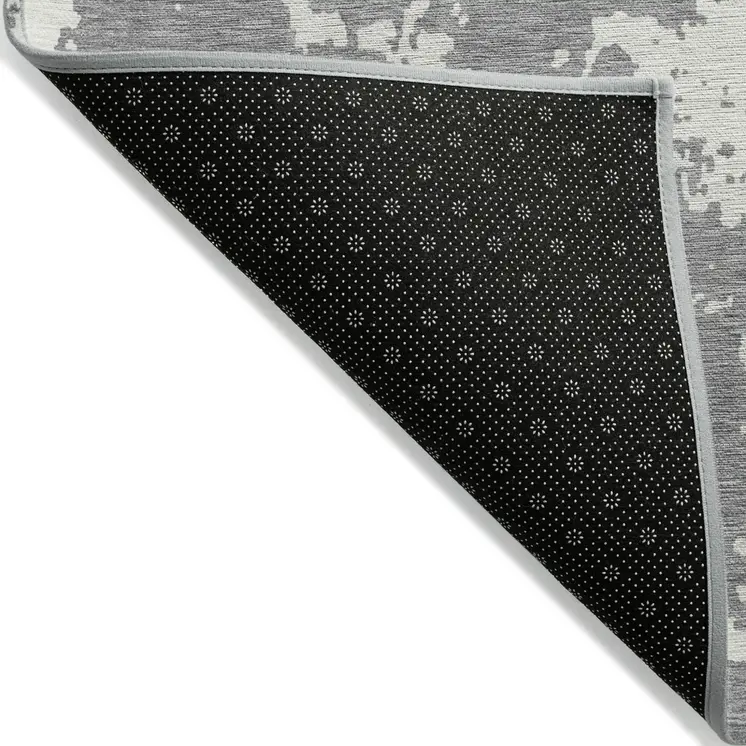 3' X 5' Gray And Ivory Abstract Washable Indoor Outdoor Area Rug