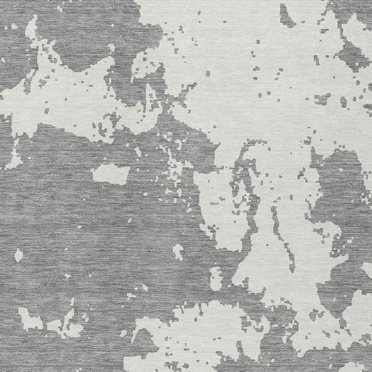 3' X 5' Gray And Ivory Abstract Washable Indoor Outdoor Area Rug