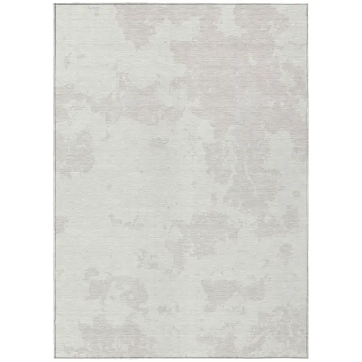 5' X 8' Ivory And Gray Abstract Washable Indoor Outdoor Area Rug