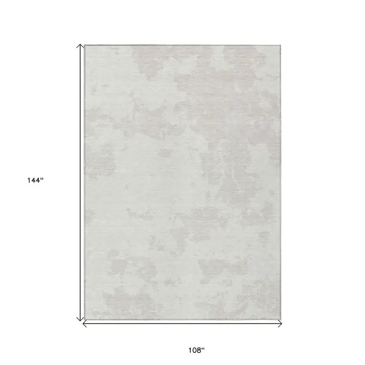 9' X 12' Ivory And Gray Abstract Washable Indoor Outdoor Area Rug