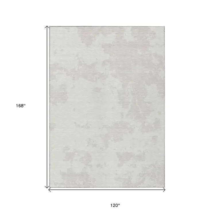 10' X 14' Ivory And Gray Abstract Washable Indoor Outdoor Area Rug