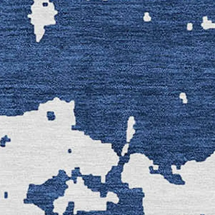3' X 5' Navy Blue And Ivory Abstract Washable Indoor Outdoor Area Rug