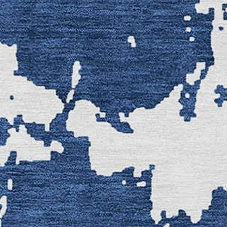 5' X 8' Navy Blue And Ivory Abstract Washable Indoor Outdoor Area Rug