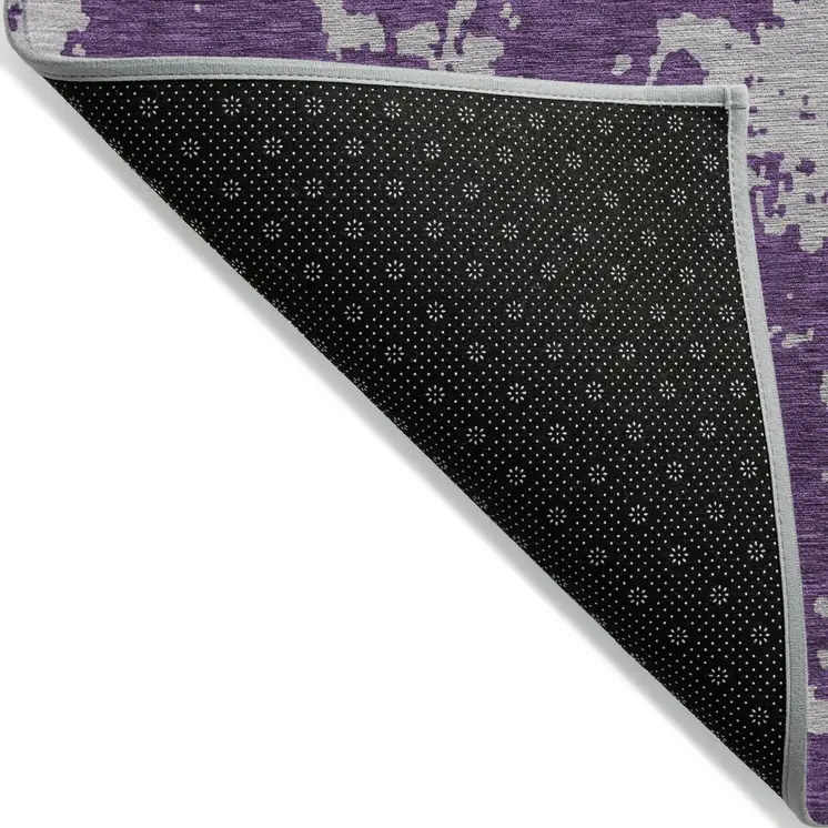 3' X 5' Purple And Lavender Abstract Washable Indoor Outdoor Area Rug