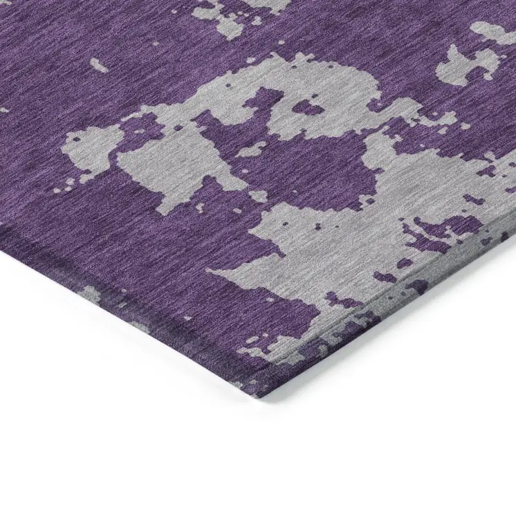 3' X 5' Purple And Lavender Abstract Washable Indoor Outdoor Area Rug