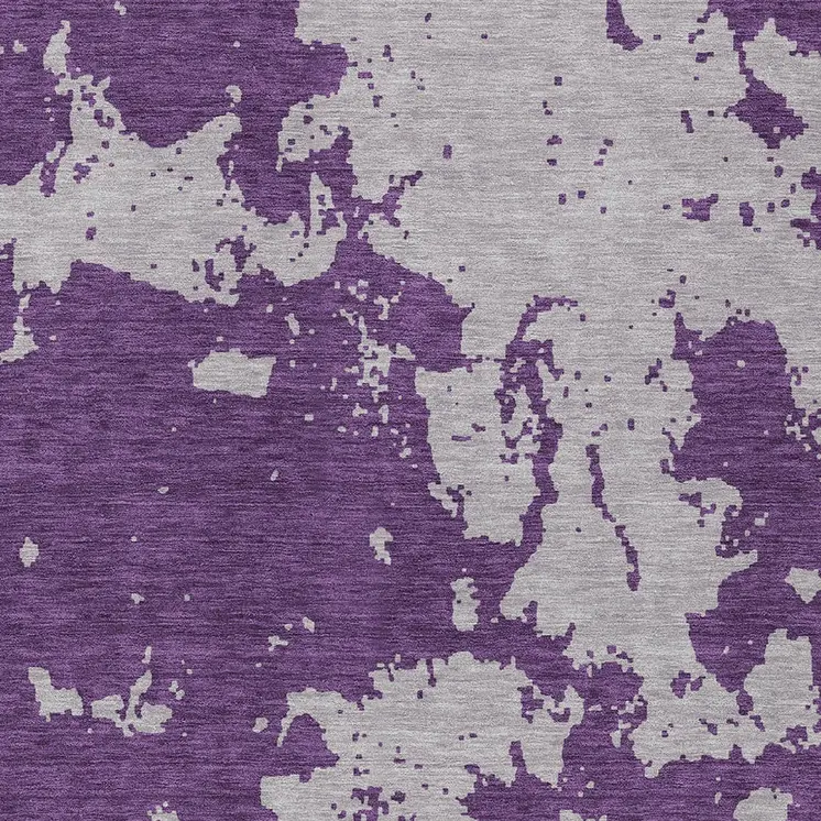 3' X 5' Purple And Lavender Abstract Washable Indoor Outdoor Area Rug