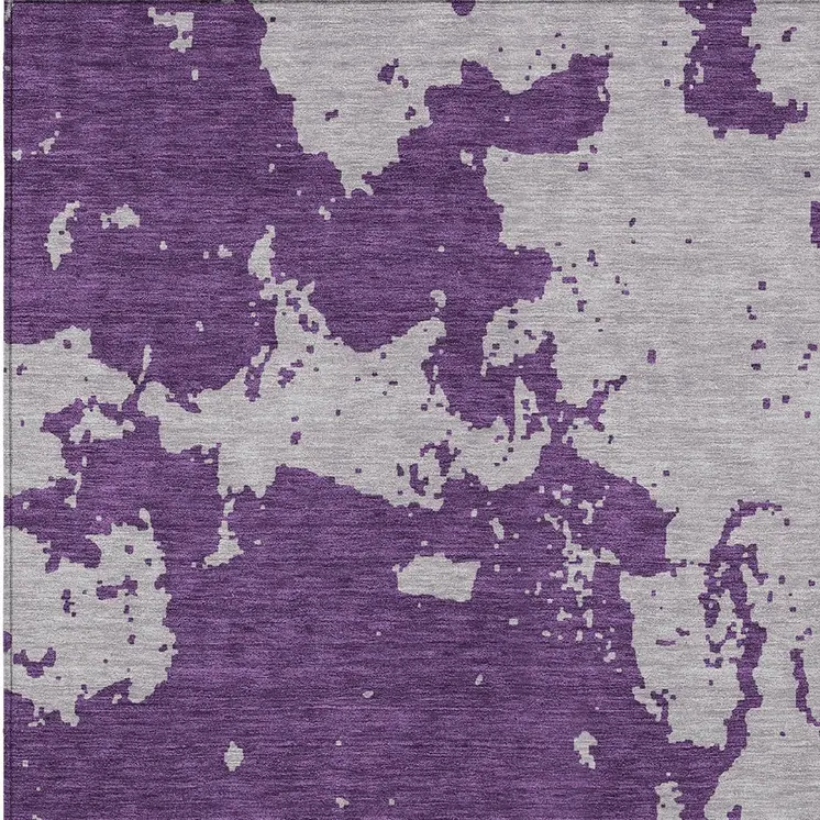 5' X 8' Purple And Lavender Abstract Washable Indoor Outdoor Area Rug