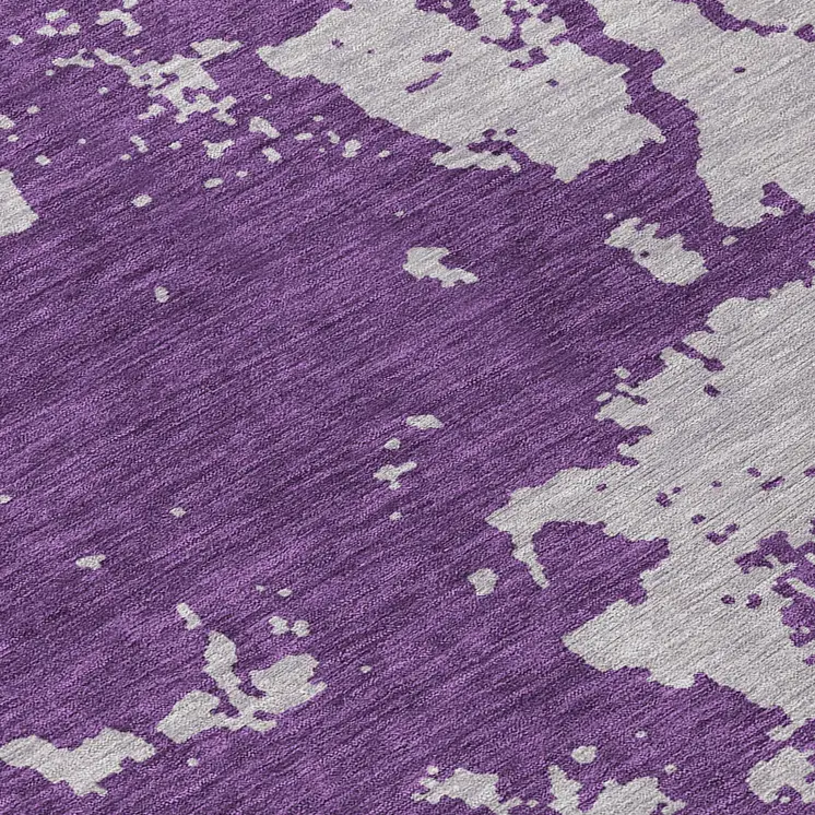 8' Purple And Lavender Round Abstract Washable Indoor Outdoor Area Rug