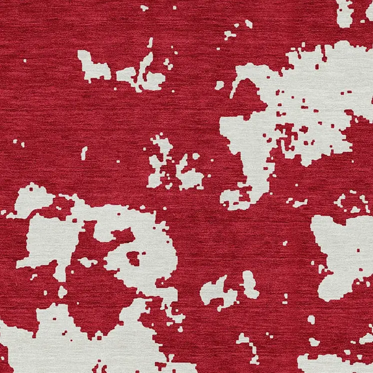 8' X 10' Red And Ivory Abstract Washable Indoor Outdoor Area Rug