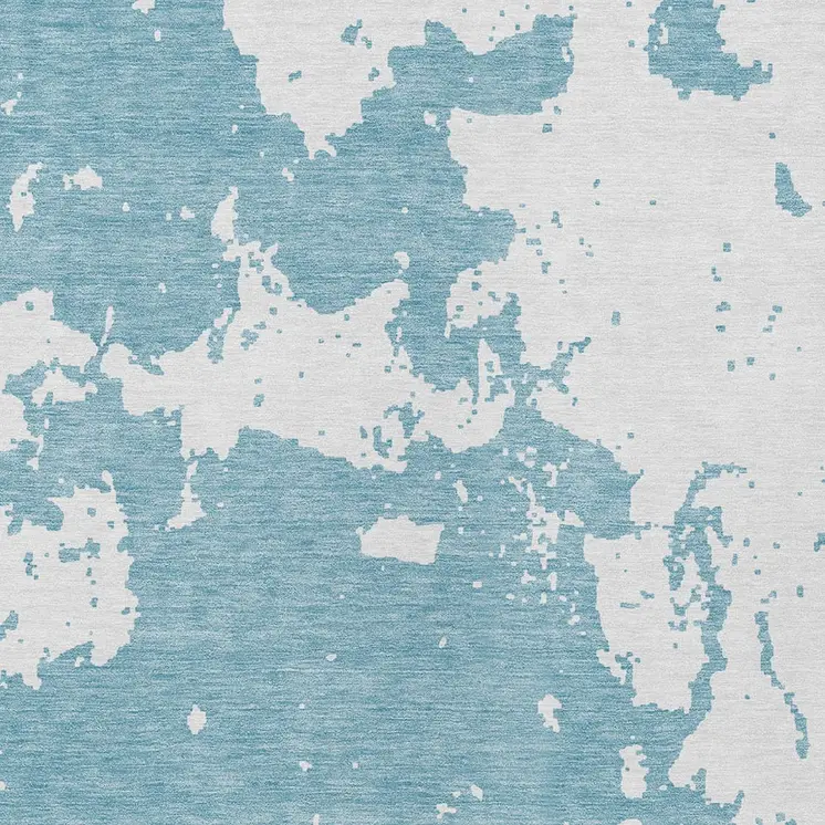 8' X 10' Sky Blue And Ivory Abstract Washable Indoor Outdoor Area Rug