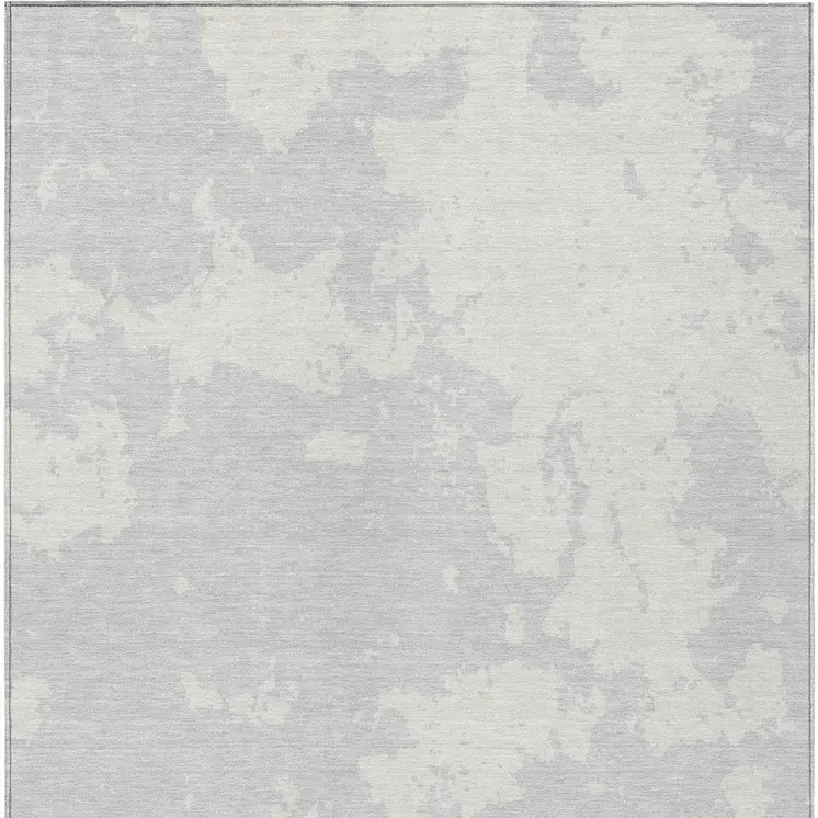 5' X 8' Silver And Gray Abstract Washable Indoor Outdoor Area Rug