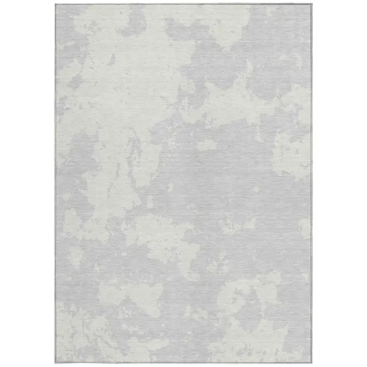 8' X 10' Silver And Gray Abstract Washable Indoor Outdoor Area Rug