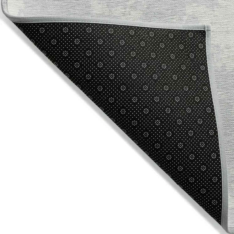 8' X 10' Silver And Gray Abstract Washable Indoor Outdoor Area Rug