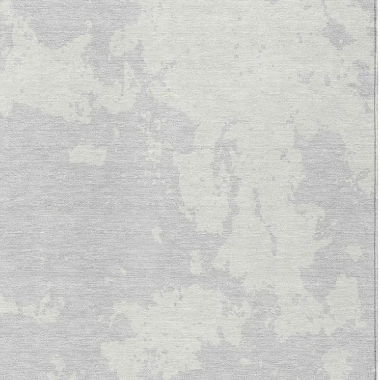 9' X 12' Silver And Gray Abstract Washable Indoor Outdoor Area Rug