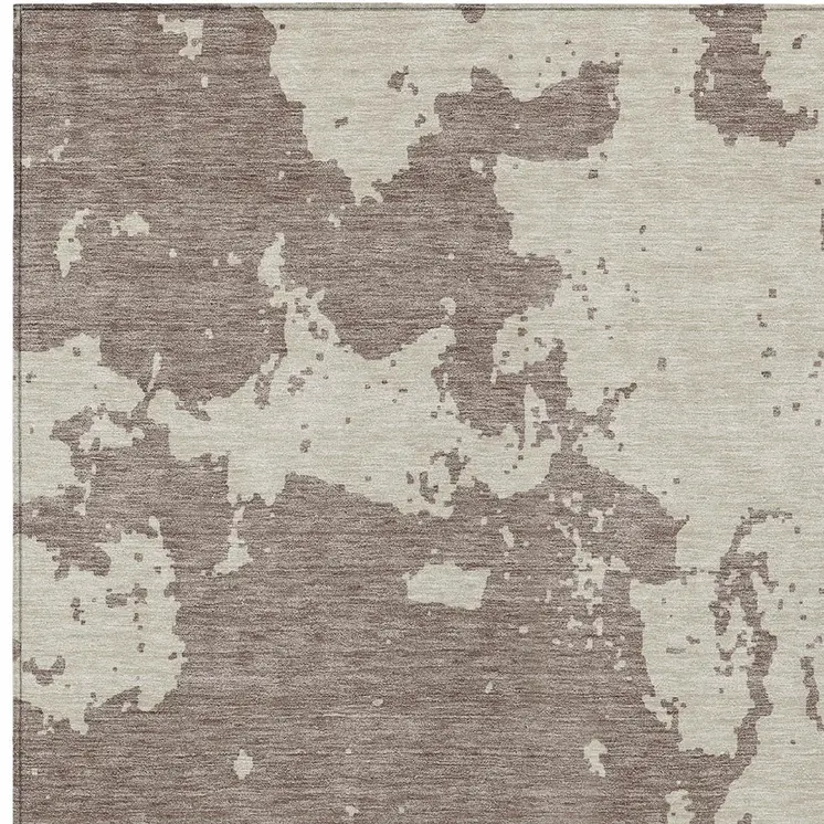 3' X 5' Taupe And Beige Abstract Washable Indoor Outdoor Area Rug