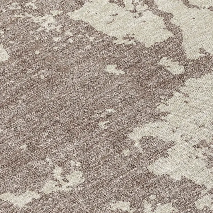 8' Taupe And Beige Round Abstract Washable Indoor Outdoor Area Rug