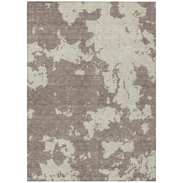 10' X 14' Taupe And Beige Abstract Washable Indoor Outdoor Area Rug