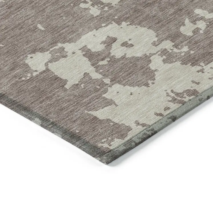 10' X 14' Taupe And Beige Abstract Washable Indoor Outdoor Area Rug