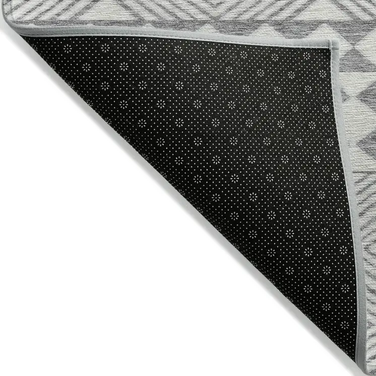 3' X 5' Gray And Ivory Geometric Washable Indoor Outdoor Area Rug