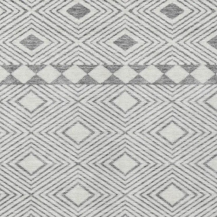 3' X 5' Gray And Ivory Geometric Washable Indoor Outdoor Area Rug