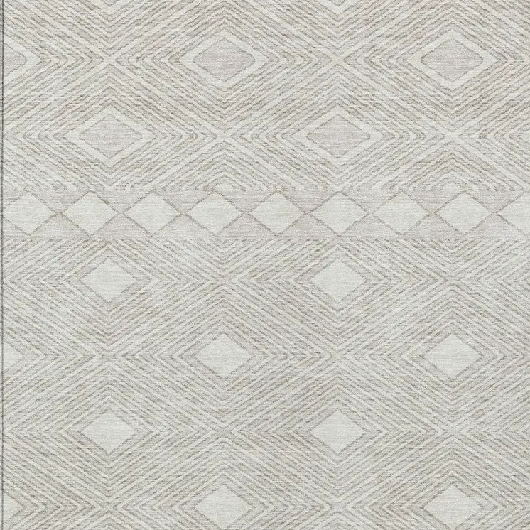 3' X 5' Ivory And Gray Geometric Washable Indoor Outdoor Area Rug