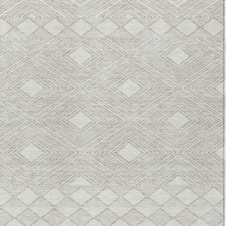 5' X 8' Ivory And Gray Geometric Washable Indoor Outdoor Area Rug