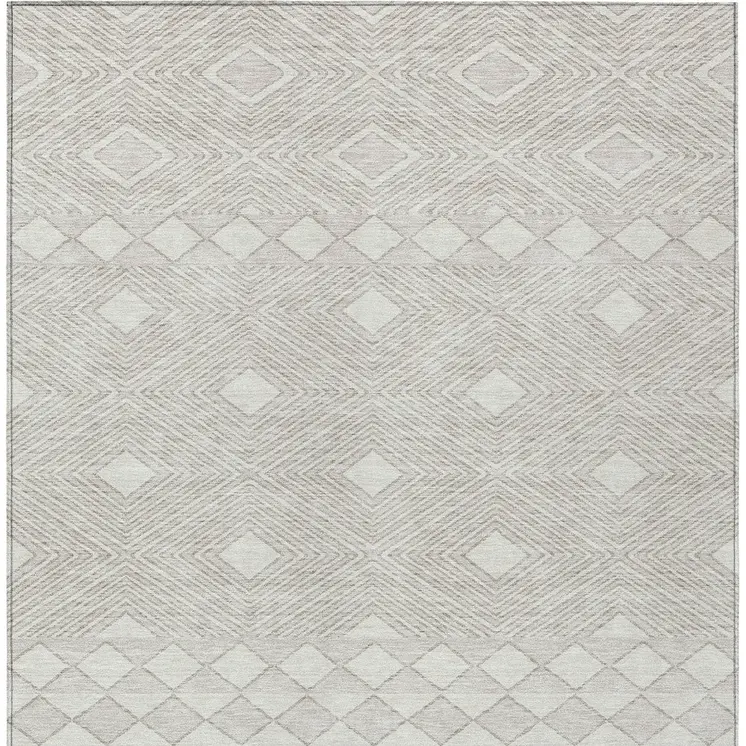 10' X 14' Ivory And Gray Geometric Washable Indoor Outdoor Area Rug