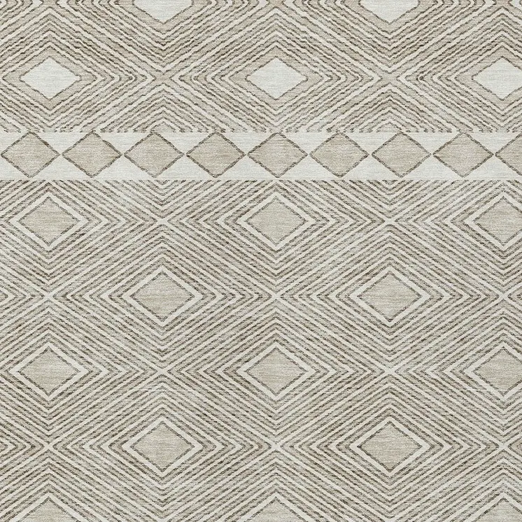 5' X 8' Taupe And Ivory Geometric Washable Indoor Outdoor Area Rug