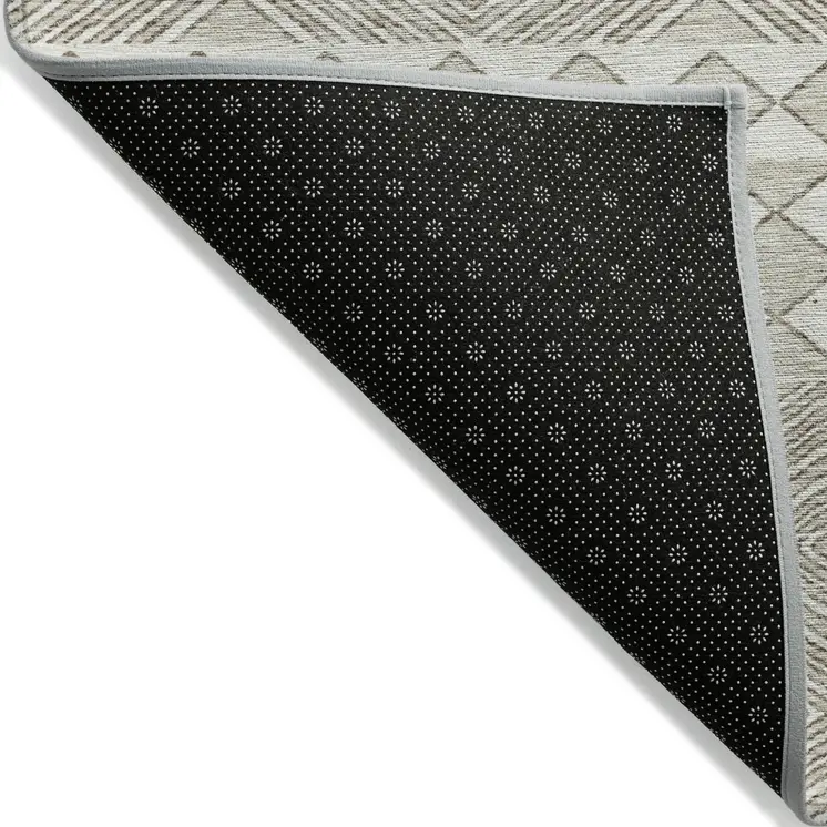 9' X 12' Taupe And Ivory Geometric Washable Indoor Outdoor Area Rug