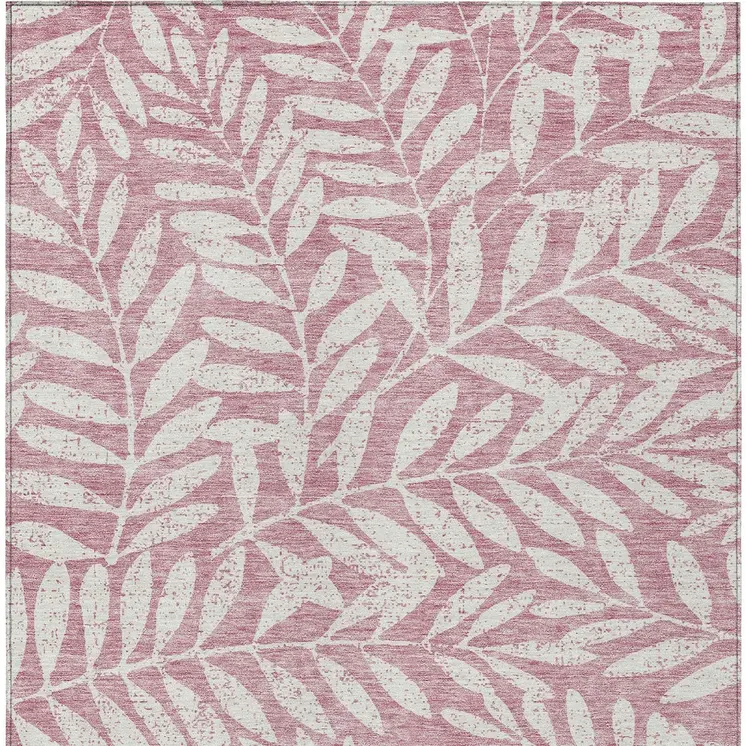 8' X 10' Blush And Ivory Floral Washable Indoor Outdoor Area Rug