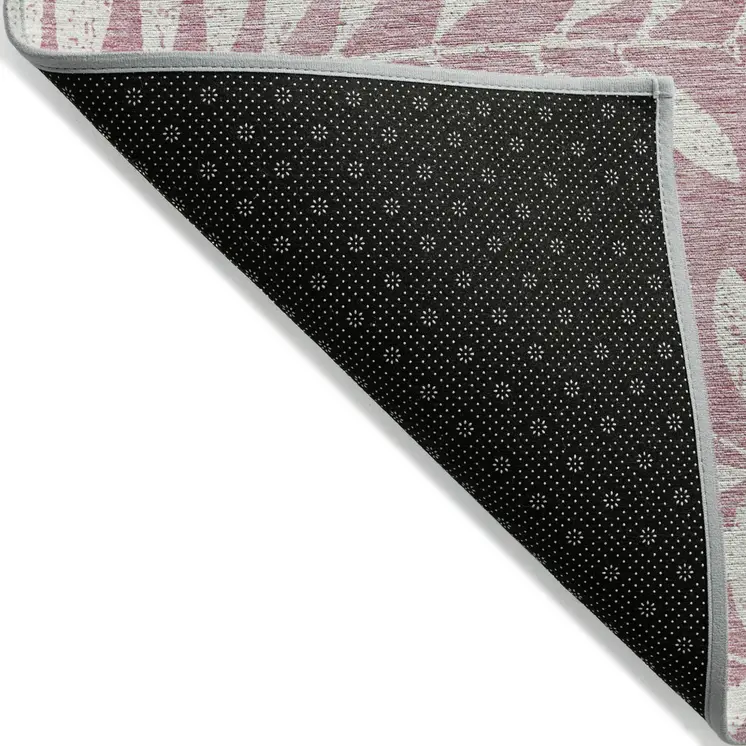 9' X 12' Blush And Ivory Floral Washable Indoor Outdoor Area Rug
