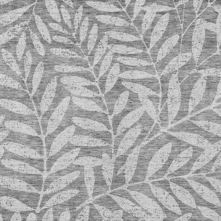 8' X 10' Gray And Light Gray Floral Washable Indoor Outdoor Area Rug
