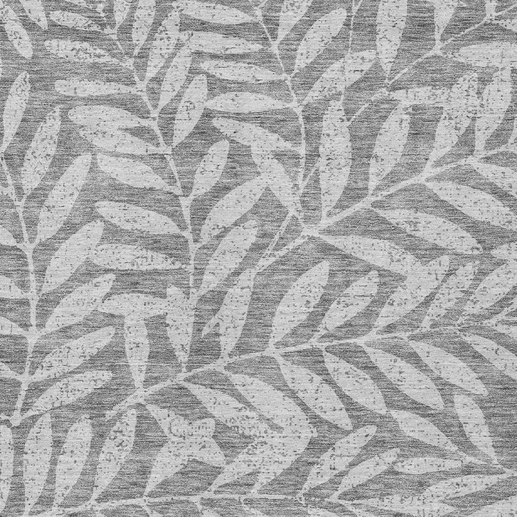 10' X 14' Gray And Light Gray Floral Washable Indoor Outdoor Area Rug