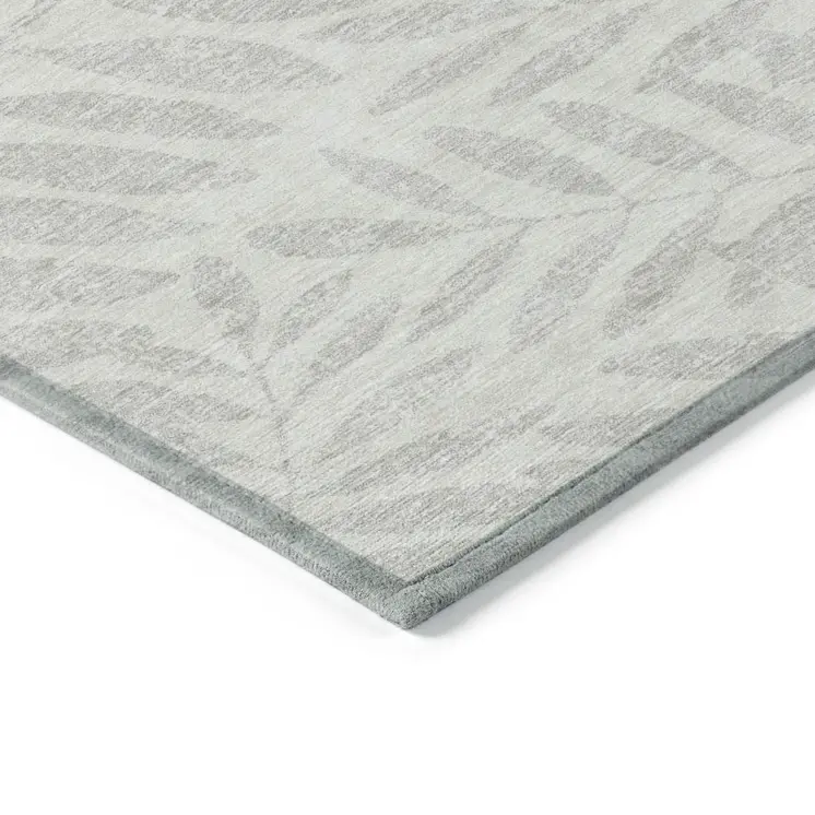 3' X 5' Ivory And Gray Floral Washable Indoor Outdoor Area Rug
