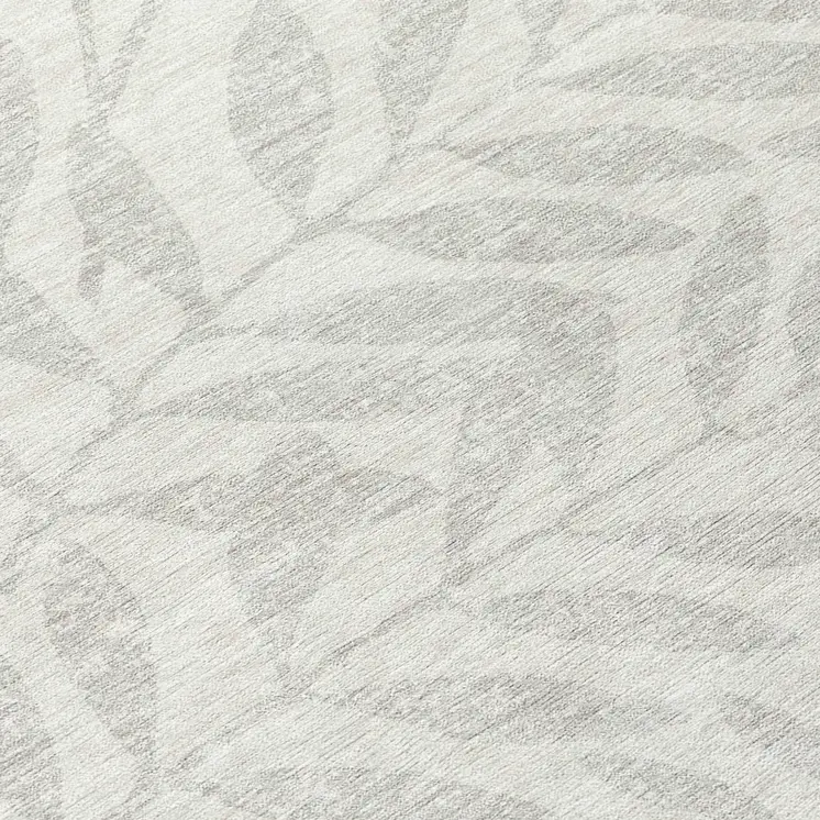 8' Ivory And Gray Round Floral Washable Indoor Outdoor Area Rug