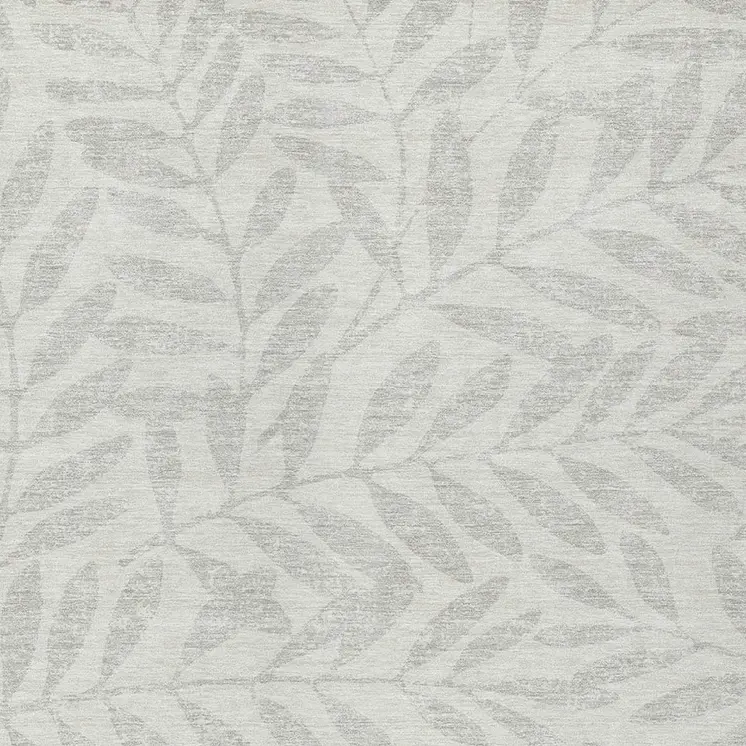 9' X 12' Ivory And Gray Floral Washable Indoor Outdoor Area Rug