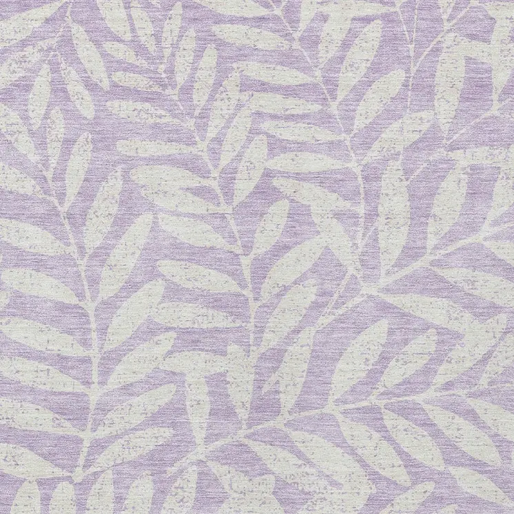 3' X 5' Lavender And Ivory Floral Washable Indoor Outdoor Area Rug