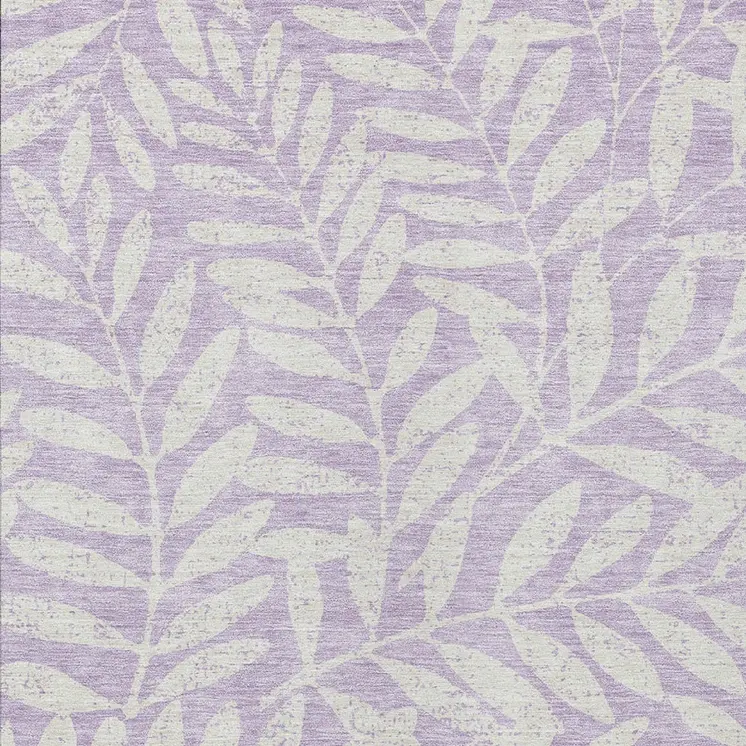 5' X 8' Lavender And Ivory Floral Washable Indoor Outdoor Area Rug