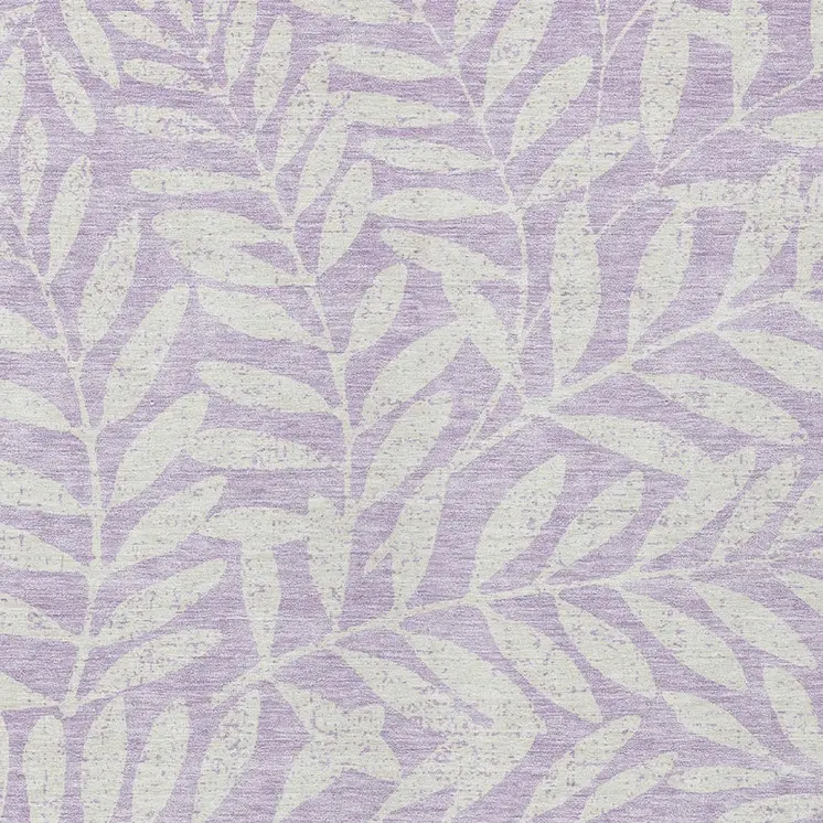 9' X 12' Lavender And Ivory Floral Washable Indoor Outdoor Area Rug