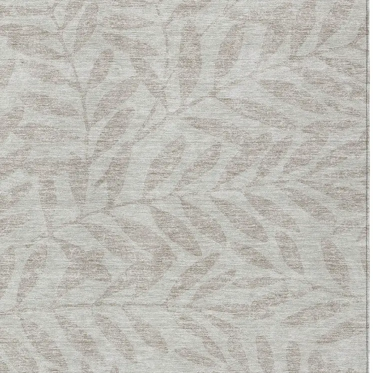 3' X 5' Taupe And Beige Floral Washable Indoor Outdoor Area Rug