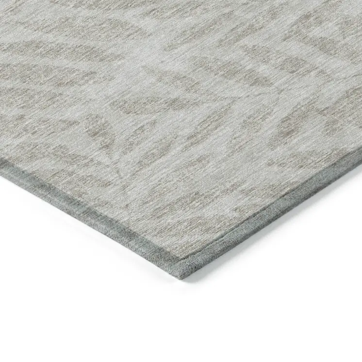 5' X 8' Taupe And Beige Floral Washable Indoor Outdoor Area Rug