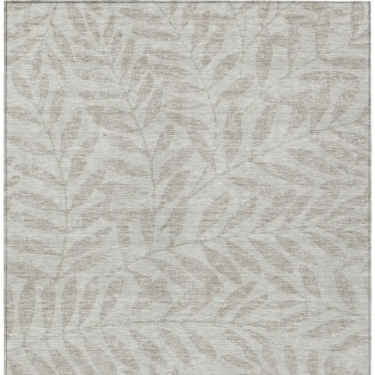 5' X 8' Taupe And Beige Floral Washable Indoor Outdoor Area Rug