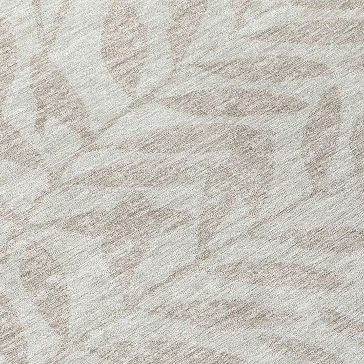 8' Taupe And Beige Round Floral Washable Indoor Outdoor Area Rug