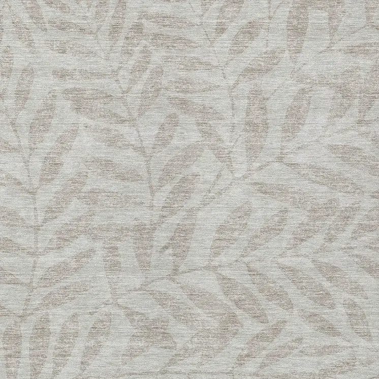 9' X 12' Taupe And Beige Floral Washable Indoor Outdoor Area Rug