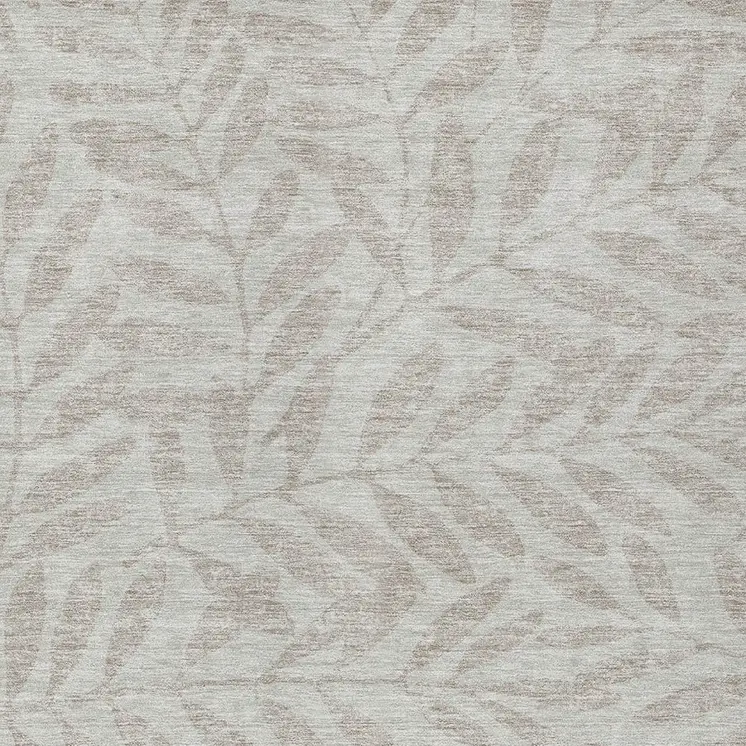 10' X 14' Taupe And Beige Floral Washable Indoor Outdoor Area Rug