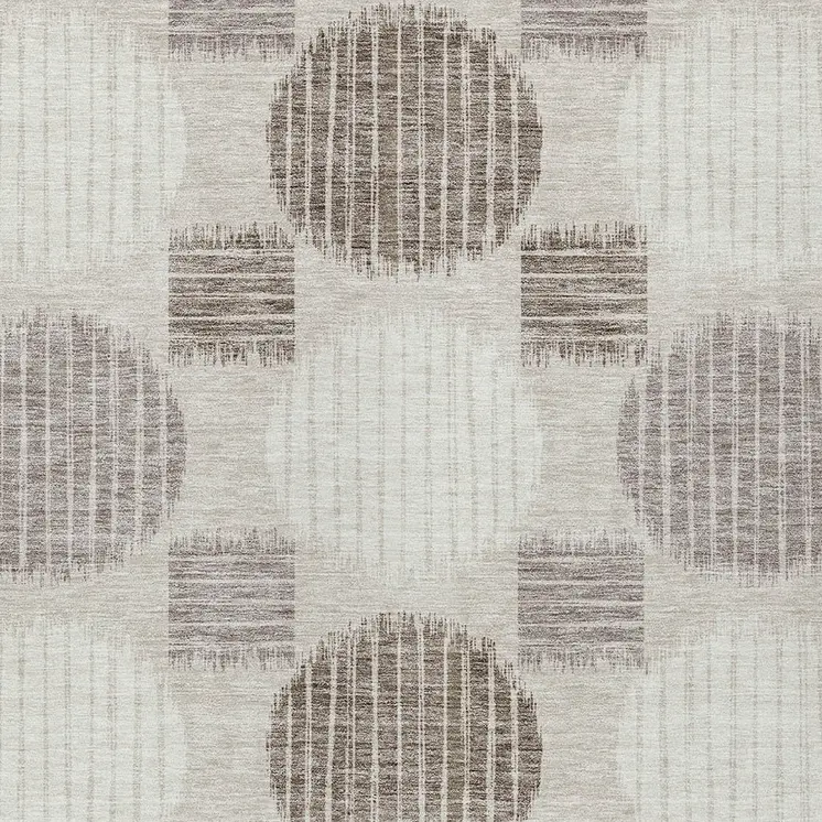 5' X 8' Beige Brown And Ivory Geometric Washable Indoor Outdoor Area Rug